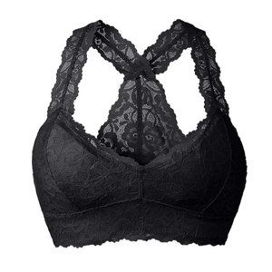 Yianna Floral Lace Bralette Padded Sexy Racerback Bra SIZE LARGE